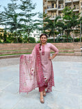 Mauve Meadow: Premium Suit Set with Floral Bundi Work